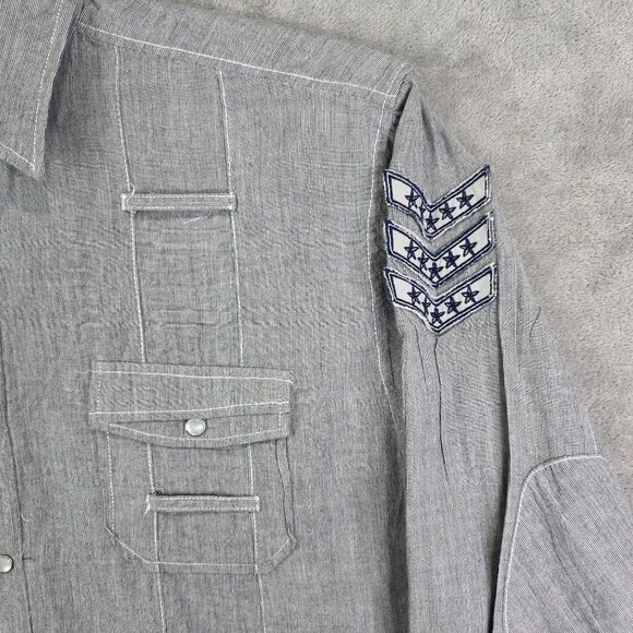 Mens Gray Moment Of Truth Shirt Long Sleeve Button Up Embroidered Patches XXL - Picture 4 of 10